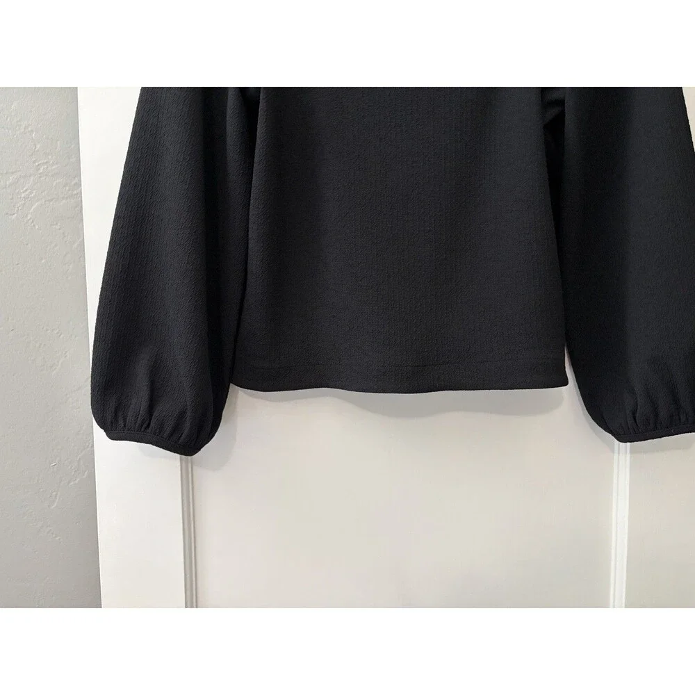 Madewell EUC Black Top Blouse XS Square Neck Puff Sleeve Romantic Feminine